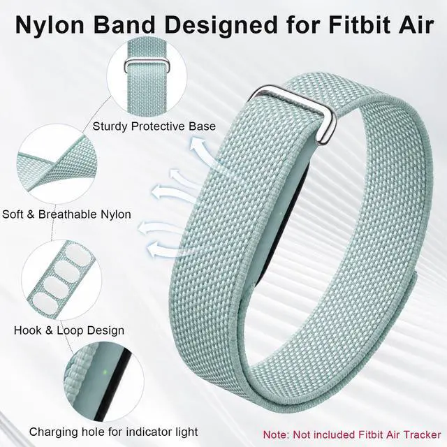 Alt view image 3 of 6 - 2 Pack Nylon Sport Band Compatible with Google Fitbit Air | Hook & Loop Adjustable Bands Only for Fit Bit Air, Breathable Replacement Straps for Men Women