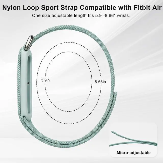 Alt view image 4 of 6 - 2 Pack Nylon Sport Band Compatible with Google Fitbit Air | Hook & Loop Adjustable Bands Only for Fit Bit Air, Breathable Replacement Straps for Men Women