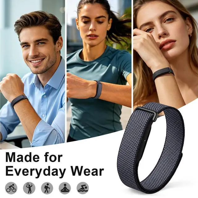 Alt view image 5 of 6 - 2 Pack Nylon Sport Band Compatible with Google Fitbit Air | Hook & Loop Adjustable Bands Only for Fit Bit Air, Breathable Replacement Straps for Men Women