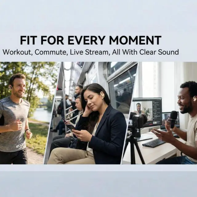 Alt view image 4 of 6 - AI Real-Time Translation Wireless Bluetooth Earbuds, ANC Active Noise Cancelling Sports Headphones with 13mm Large Dynamic Driver, Open-Ear Bone Conduction Workout Earphones for iOS & Android