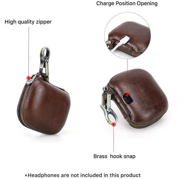 Alt view image 2 of 6 - Leather Case Replacement for Beats Powerbeats Pro 2 2025,Vegetable-Tanned Cowhide Leather Portable Travel Case Compatible with Powerbeats Pro 2 Charging(Brown)