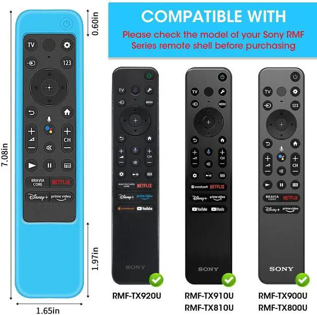Alt view image 2 of 7 - Silicone Cover Case for Sony RMF-TX920U Remote -Glow Green+Blue | Anti Slip Protective Sleeve for Sony RMF-TX910U RMF-TX900URMF-TX810U RMF-TX800U Universal Remote Control,Glow in the Dark
