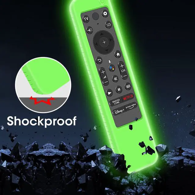 Alt view image 3 of 7 - Silicone Cover Case for Sony RMF-TX920U Remote -Glow Green+Blue | Anti Slip Protective Sleeve for Sony RMF-TX910U RMF-TX900URMF-TX810U RMF-TX800U Universal Remote Control,Glow in the Dark
