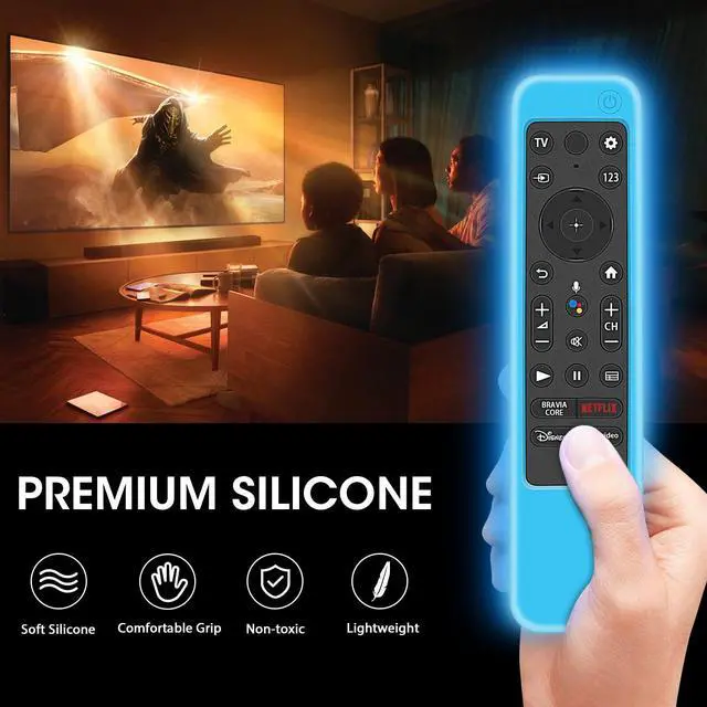 Alt view image 6 of 7 - Silicone Cover Case for Sony RMF-TX920U Remote -Glow Green+Blue | Anti Slip Protective Sleeve for Sony RMF-TX910U RMF-TX900URMF-TX810U RMF-TX800U Universal Remote Control,Glow in the Dark