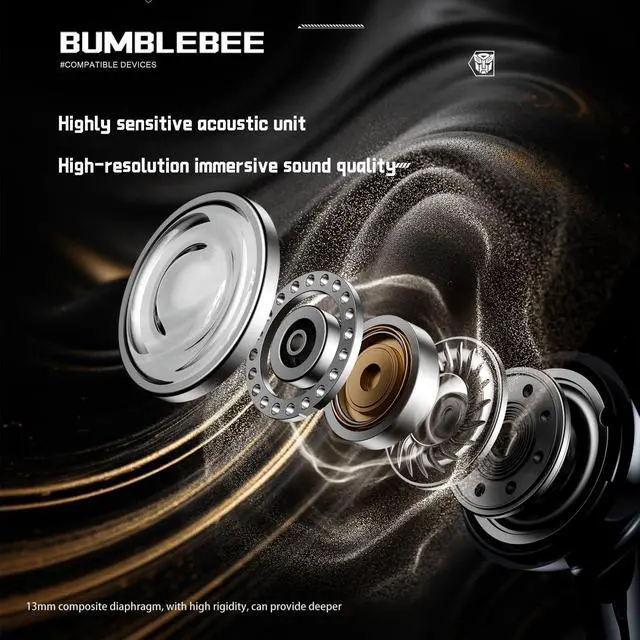 Alt view image 5 of 6 - TF-T30 Bluetooth TWS Wireless Earbuds with Energy Core Design Passive Noise Cancelling Semi-In-Ear Cool HiFi HD Calling Music Game Modes Low Latency Sports Earphones (Gray Optimus Primal)
