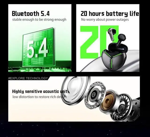 Alt view image 6 of 6 - TF-T30 Bluetooth TWS Wireless Earbuds with Energy Core Design Passive Noise Cancelling Semi-In-Ear Cool HiFi HD Calling Music Game Modes Low Latency Sports Earphones (Gray Optimus Primal)