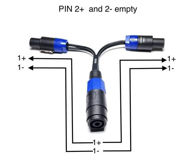 Alt view image 3 of 6 - Speakon 1 Female to 2 Male Splitter Cable, 12AWG Silicone Speaker Breakout, 2 Pack