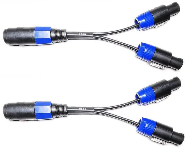 Alt view image 2 of 6 - Speakon 1 Female to 2 Male Splitter Cable, 12AWG Silicone Speaker Breakout, 2 Pack