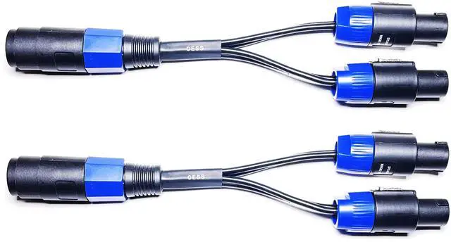 Alt view image 5 of 6 - Speakon 1 Female to 2 Male Splitter Cable, 12AWG Silicone Speaker Breakout, 2 Pack