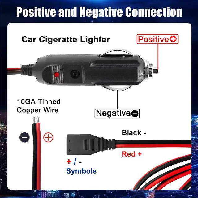 Alt view image 4 of 6 - CB Power Cord 3 Pin Plug Cable 2-Wire 15A Fused Replacement with 12V Car Cigarette Lighter Plug for Cobra Uniden Midland Mobile CB Ham Radio (3PIN 2PACK)