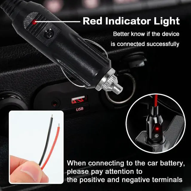 Alt view image 6 of 6 - CB Power Cord 3 Pin Plug Cable 2-Wire 15A Fused Replacement with 12V Car Cigarette Lighter Plug for Cobra Uniden Midland Mobile CB Ham Radio (3PIN 2PACK)