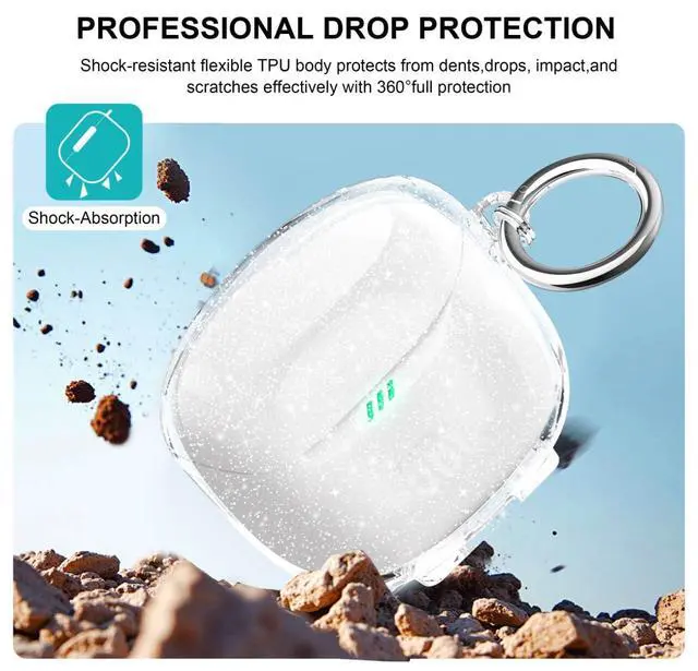 Alt view image 5 of 7 - for JBL Tune Flex 2 Case Clear Glitter with Cleaning Pen,Crystal | Cute Sparkle Bling Clear Case for JBL Tune Flex 2 Case Cover,Shockproof Soft TPU Case for JBL Case with Carabiner