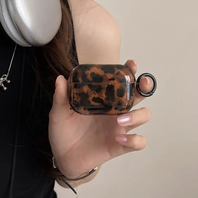 Alt view image 2 of 7 - Tortoise Shell Cute Case for AirPods Pro 3 Gen with Lock,Retro Trendy Aesthetic Glitter Brown Cheetah Leopard Print Vintage Cool Girls Women y2k Stylish for Airpod Pro 3nd Genetation