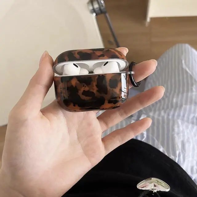 Alt view image 3 of 7 - Tortoise Shell Cute Case for AirPods Pro 3 Gen with Lock,Retro Trendy Aesthetic Glitter Brown Cheetah Leopard Print Vintage Cool Girls Women y2k Stylish for Airpod Pro 3nd Genetation