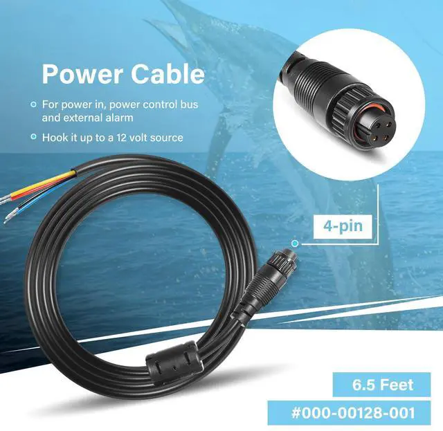 Alt view image 2 of 7 - 000-00128-001 4-pin Power Cord Fit for Simrad GO9/12, Vulcan 7/9/12, NSS EVO3, ZEUS2,ZEUS3 for Power in, Power Control Bus and External Alarm (6.5 Feet)