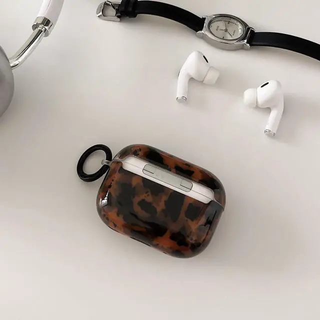 Alt view image 4 of 7 - Tortoise Shell Cute Case for AirPods Pro 3 Gen with Lock,Retro Trendy Aesthetic Glitter Brown Cheetah Leopard Print Vintage Cool Girls Women y2k Stylish for Airpod Pro 3nd Genetation