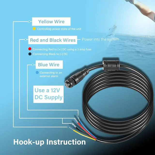 Alt view image 6 of 7 - 000-00128-001 4-pin Power Cord Fit for Simrad GO9/12, Vulcan 7/9/12, NSS EVO3, ZEUS2,ZEUS3 for Power in, Power Control Bus and External Alarm (6.5 Feet)