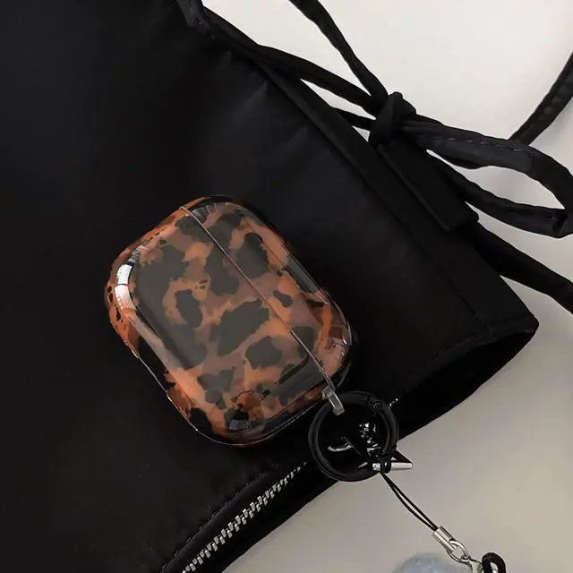 Alt view image 6 of 7 - Tortoise Shell Cute Case for AirPods Pro 3 Gen with Lock,Retro Trendy Aesthetic Glitter Brown Cheetah Leopard Print Vintage Cool Girls Women y2k Stylish for Airpod Pro 3nd Genetation