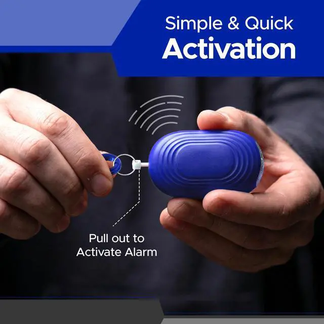 Alt view image 3 of 7 - Personal Safety Alarm for Women, 120DB, Blue | Dual LED flashlight and keychain attachment deliver a loud deterrent alert on the go