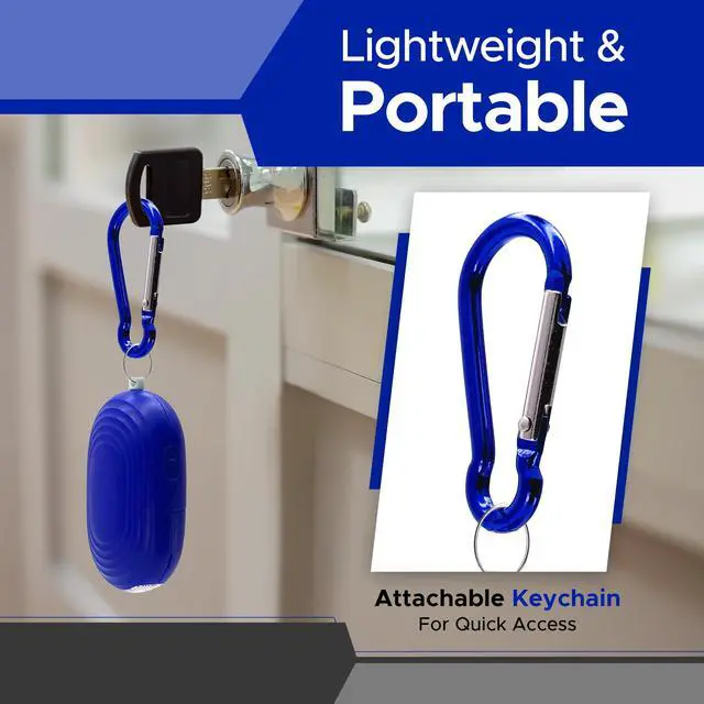 Alt view image 6 of 7 - Personal Safety Alarm for Women, 120DB, Blue | Dual LED flashlight and keychain attachment deliver a loud deterrent alert on the go