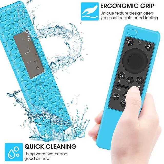 Alt view image 5 of 7 - Cover Case for Samsung BN59-01480A Solar Remote -Glow Green+Blue | Protective Silicone Sleeve for Samsung Remote BN59-01432A BN59-01455A BN59-01436A TM2560E TM2360F TM2360E TM2361F TM2361E