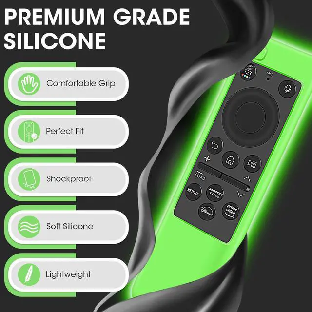 Alt view image 6 of 7 - Cover Case for Samsung BN59-01480A Solar Remote -Glow Green+Blue | Protective Silicone Sleeve for Samsung Remote BN59-01432A BN59-01455A BN59-01436A TM2560E TM2360F TM2360E TM2361F TM2361E