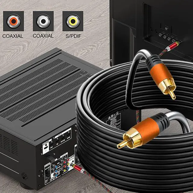 Alt view image 2 of 6 - Digital Coaxial Audio Cable 16.5FT, 1RCA Male to 1RCA Male for Subwoofer, Home Theater, Video/Audio, Rear View Parking Camera