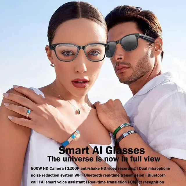 Alt view image 3 of 6 - Smart AI Glasses with Camera, 800W Cameras & Photo Capture, Real-Time Translation, Recording Glasses with AI Assistant, Open-Ear Audio, Object Recognition, Bluetooth, for Travel (A1#)