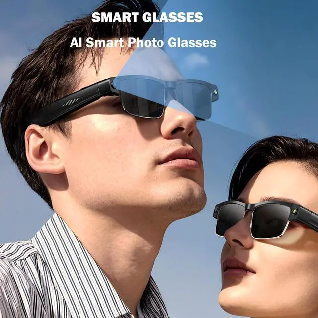 Alt view image 3 of 6 - Smart AI Glasses with Camera, 800W Cameras & Photo Capture, Real-Time Translation, Recording Glasses with AI Assistant, Open-Ear Audio, Object Recognition, Bluetooth, for Travel (B1#)