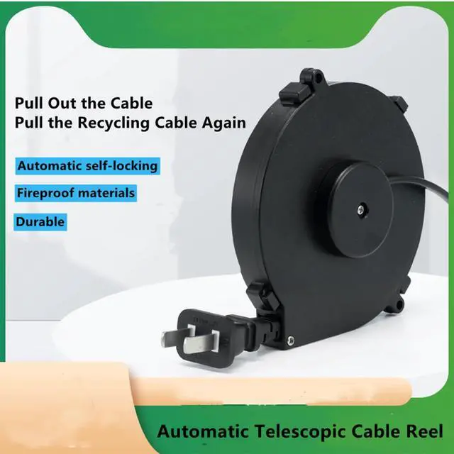 Alt view image 5 of 6 - Automatic Retractable 2-Core Power Cord Reel PA6+ABS Fireproof V0 Material with 18AWG Cable for Home Appliances, Office Equipment, Cable Length - 1.6 Meters (Full circle type)