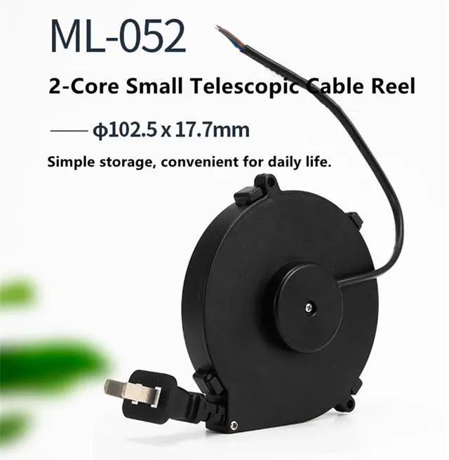 Alt view image 6 of 6 - Automatic Retractable 2-Core Power Cord Reel PA6+ABS Fireproof V0 Material with 18AWG Cable for Home Appliances, Office Equipment, Cable Length - 1.6 Meters (Full circle type)