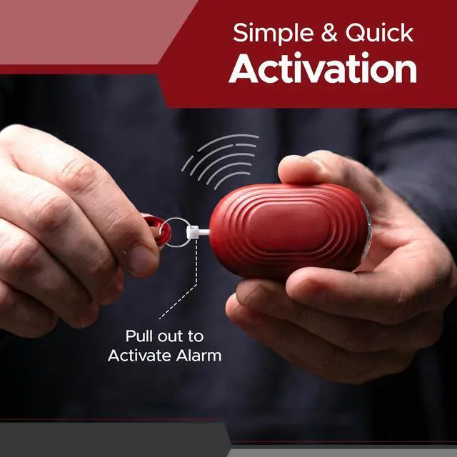 Alt view image 3 of 7 - Personal Safety Alarm for Women, 120DB, Red | Dual LED flashlight and keychain attachment deliver a loud deterrent alert on the go