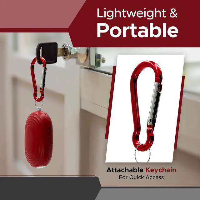 Alt view image 6 of 7 - Personal Safety Alarm for Women, 120DB, Red | Dual LED flashlight and keychain attachment deliver a loud deterrent alert on the go