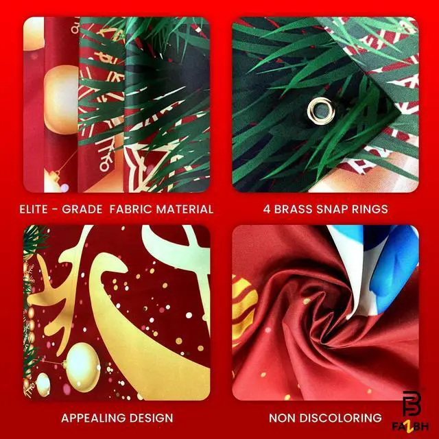 Alt view image 4 of 6 - XtraLarge, 6x4 Feet Merry Christmas Banner - Red and Gold Christmas Decorations | Xmas Party Decorations, Photo Backdrop | Xmas Party Banner, Background for Fireplace, Home, Office, Gatherings