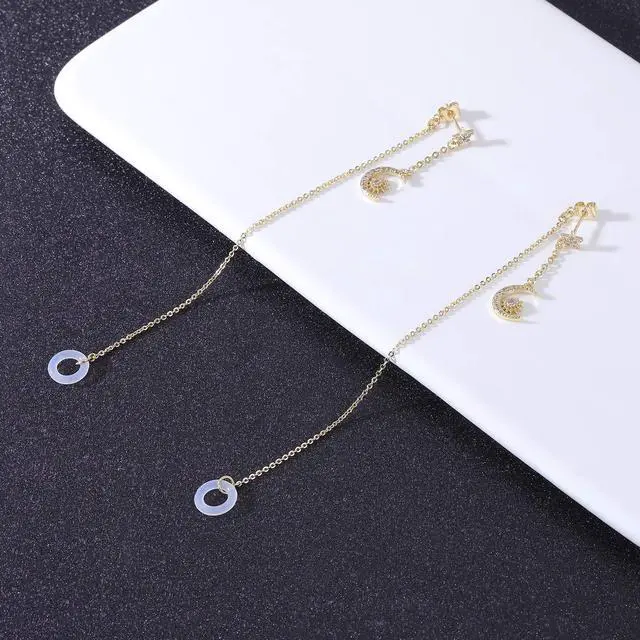 Alt view image 6 of 6 - Anti-lost Holder Earrings for AirPods 14K Gold Plated Wireless Earbuds Earrings Dangle Earring Wireless Earphone Holder Strap Compatible with AirPods Pro 1 & 2 (Ear Stud-1)