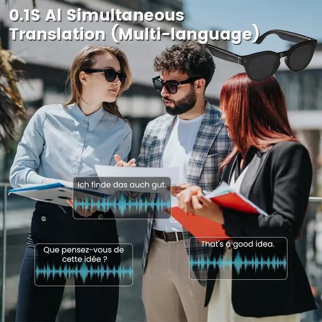 Alt view image 2 of 6 - Al Smart Glasses,8MP Camera Glasses with Real-Time Translation &Object Analysis HD 1080P Video Recording,No WiFi Required for Travel, Sports, Outdoor Use (Polarised Lens)