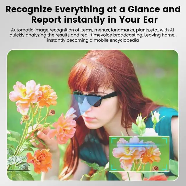 Alt view image 5 of 6 - Al Smart Glasses,8MP Camera Glasses with Real-Time Translation &Object Analysis HD 1080P Video Recording,No WiFi Required for Travel, Sports, Outdoor Use (Polarised Lens)