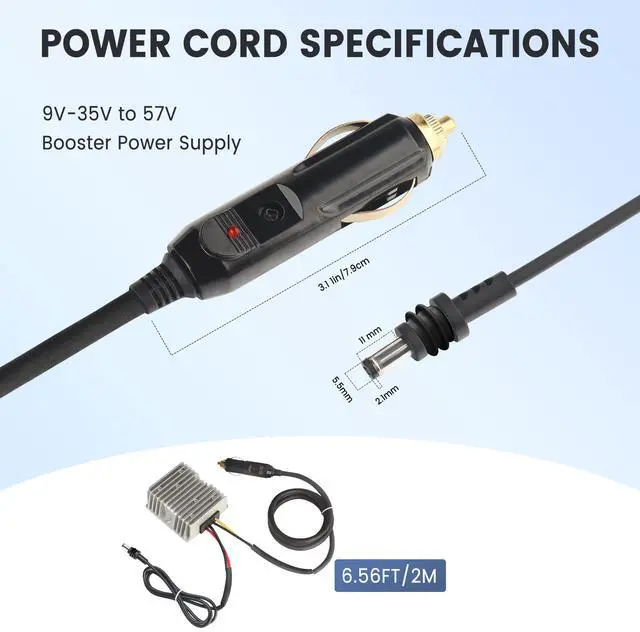 Alt view image 4 of 7 - Starlink Gen 3 Power Cord, Boost Power Cord for Starlink Gen3 Router, 9V-35V to 57V Boost Conversion Kit, G3 Step Up Power Adapter,Cigarette Lighter to DC Power Cord