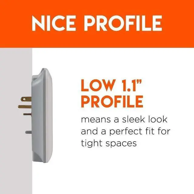 Alt view image 3 of 6 - Outlet Extender Multiplug 2 Pack with 3 AC Outlets & 2 USB Ports Low Profile Design Sits Just 1.1" from Wall - Protects Your Gear with 540 Joules of Surge Protection