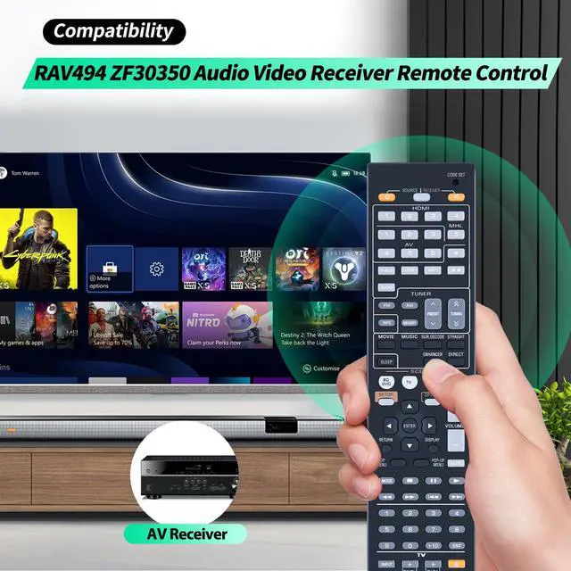 Alt view image 2 of 7 - New RAV494 ZF30350 Remote Control Replacement for Yamaha AV Receiver RXV475 RXV475BL RX-V475 RX-V475BL HTR-4066 HTR4066