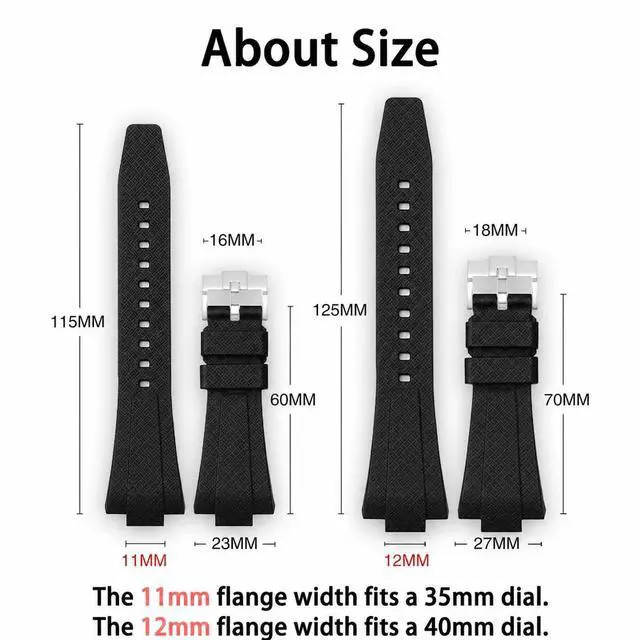 Alt view image 4 of 6 - Quick Release Rubber Strap for PRX Watch 40mm 35mm | FKM Replacement Band for PRX Series Powermatic 8011mm/12mm
