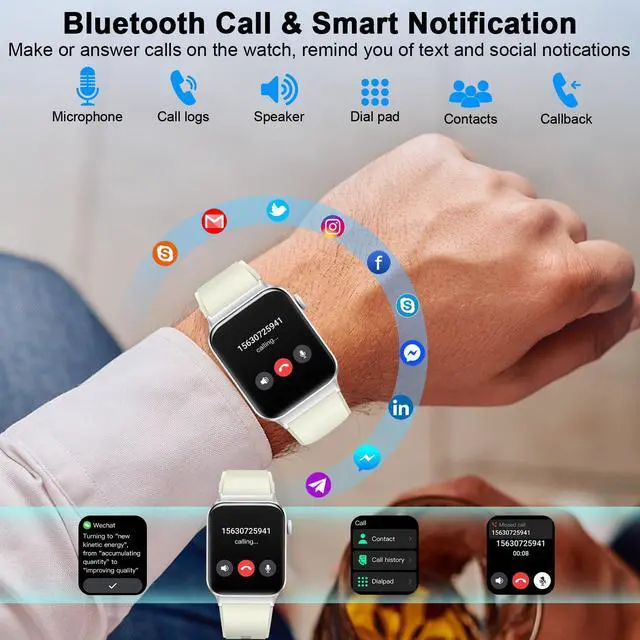 Alt view image 2 of 7 - Smart Watch for Women Men (Answer/Make Call), Smartwatch with Heart Rate/Sleep Monitor/Pedometer, 2026 New Fitness Watch IP68 Waterproof, 113+ Sports Modes,Activity Tracker for Android iOS-White
