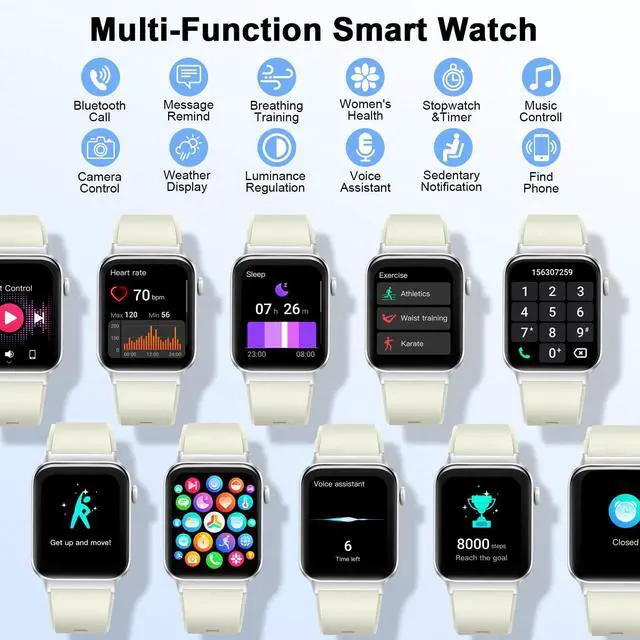 Alt view image 6 of 7 - Smart Watch for Women Men (Answer/Make Call), Smartwatch with Heart Rate/Sleep Monitor/Pedometer, 2026 New Fitness Watch IP68 Waterproof, 113+ Sports Modes,Activity Tracker for Android iOS-White