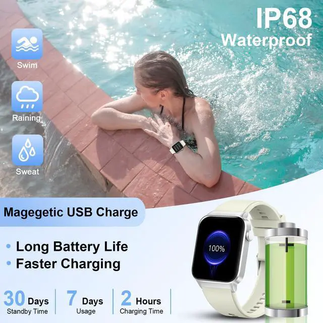 Alt view image 7 of 7 - Smart Watch for Women Men (Answer/Make Call), Smartwatch with Heart Rate/Sleep Monitor/Pedometer, 2026 New Fitness Watch IP68 Waterproof, 113+ Sports Modes,Activity Tracker for Android iOS-White