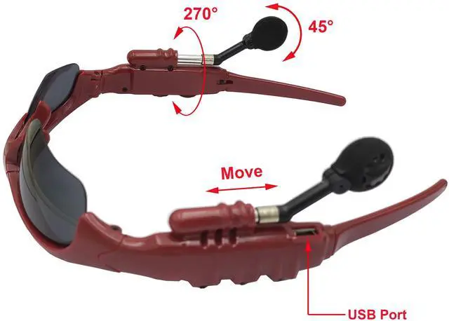 Alt view image 4 of 7 - Wireless Bluetooth Sunglasses Anti-ray Stereo 5.1 Music Bluetooth Headphones for Women Support Both Headset and Hands-free for All Kinds of Cell Phones (Red-gray)