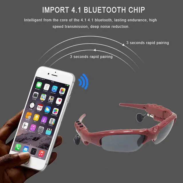 Alt view image 7 of 7 - Wireless Bluetooth Sunglasses Anti-ray Stereo 5.1 Music Bluetooth Headphones for Women Support Both Headset and Hands-free for All Kinds of Cell Phones (Red-gray)