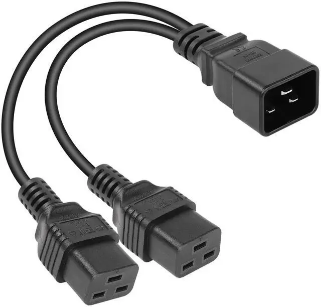 Main image of IEC 320 C20 to Dual C19 Power Cord,C20 Male to 2 x C19 Y Splitter Adapter Extension Power Cable Cord(Black C20 to Dual C19)