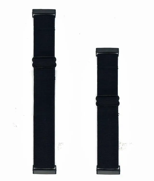 Main image of 2-Pack Adjustable Elastic Bands, Wrist and Ankle bands with Tri-glide Slider for Fitbit Sense 1/2 or Versa 3/4, Stretchy Band for Men and Women, Black, Medium