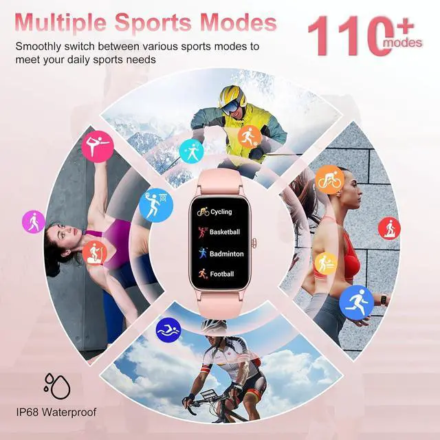 Alt view image 2 of 7 - Smart Watch for Women, 1.57" Smartwatch (Answer/Make Call), 2025 NEW Fitness Tracker with 110+ Sport Modes, Heart Rate/Sleep Monitor, IP68 Waterproof, Pedometer, Fitness Watch for Android iOS Pink