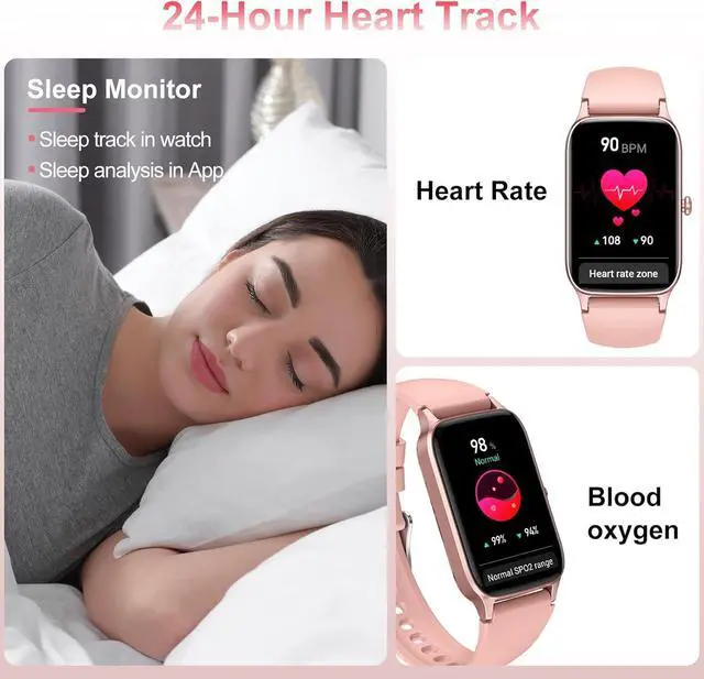 Alt view image 4 of 7 - Smart Watch for Women, 1.57" Smartwatch (Answer/Make Call), 2025 NEW Fitness Tracker with 110+ Sport Modes, Heart Rate/Sleep Monitor, IP68 Waterproof, Pedometer, Fitness Watch for Android iOS Pink